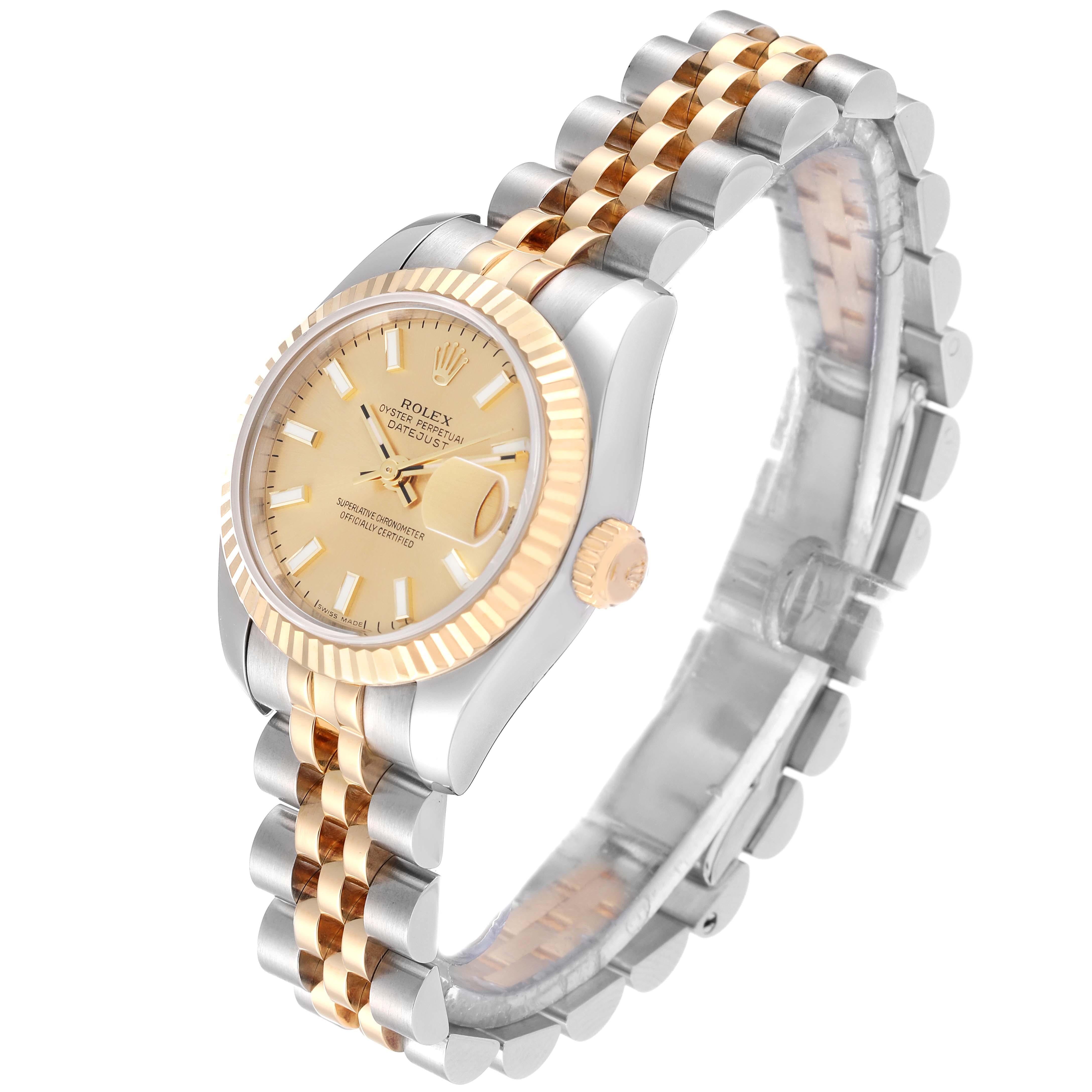 Rolex Datejust Steel Yellow Gold Champagne Dial Ladies Watch 179173 Box Papers For Sale 8