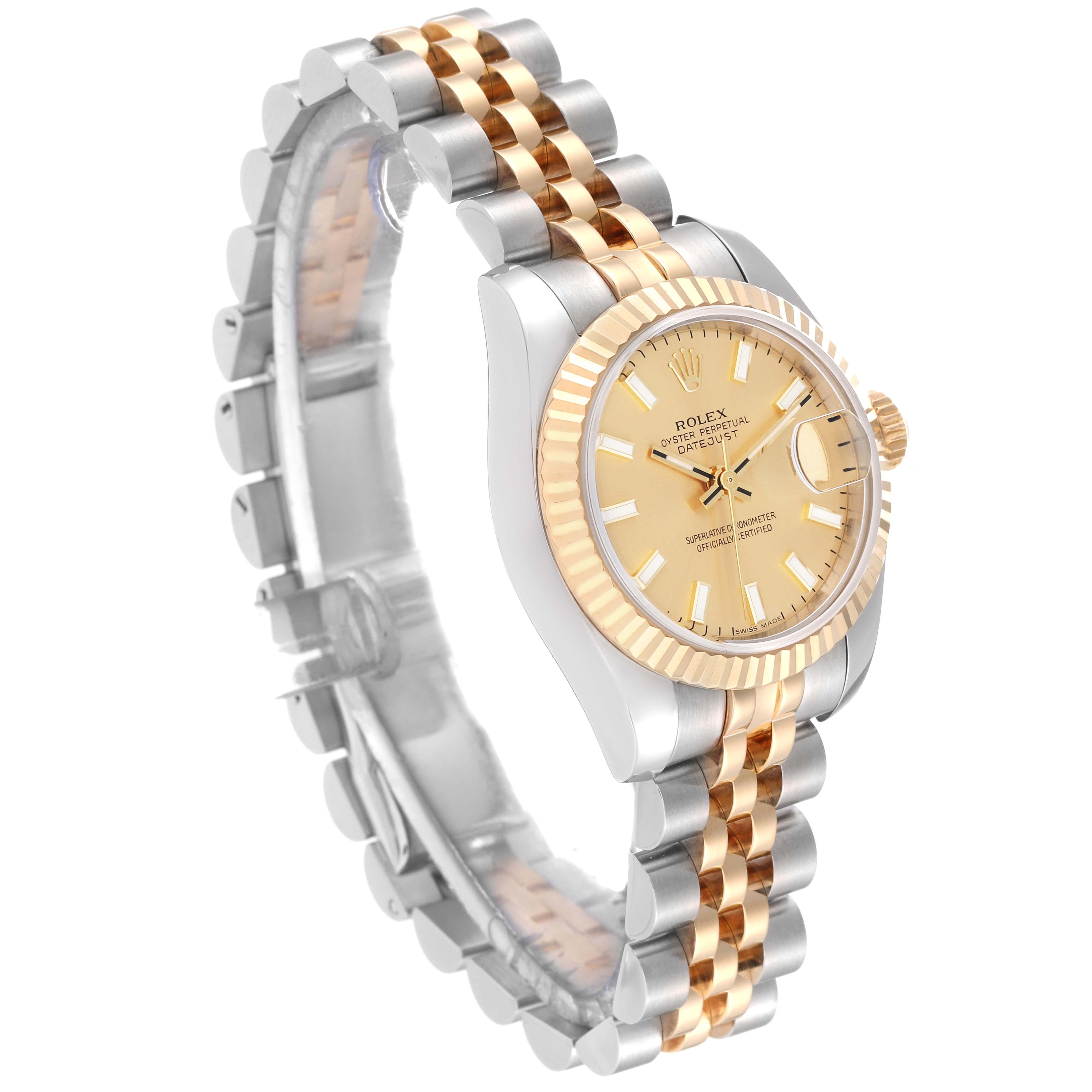 Rolex Datejust Steel Yellow Gold Champagne Dial Ladies Watch 179173 Box Papers For Sale 2