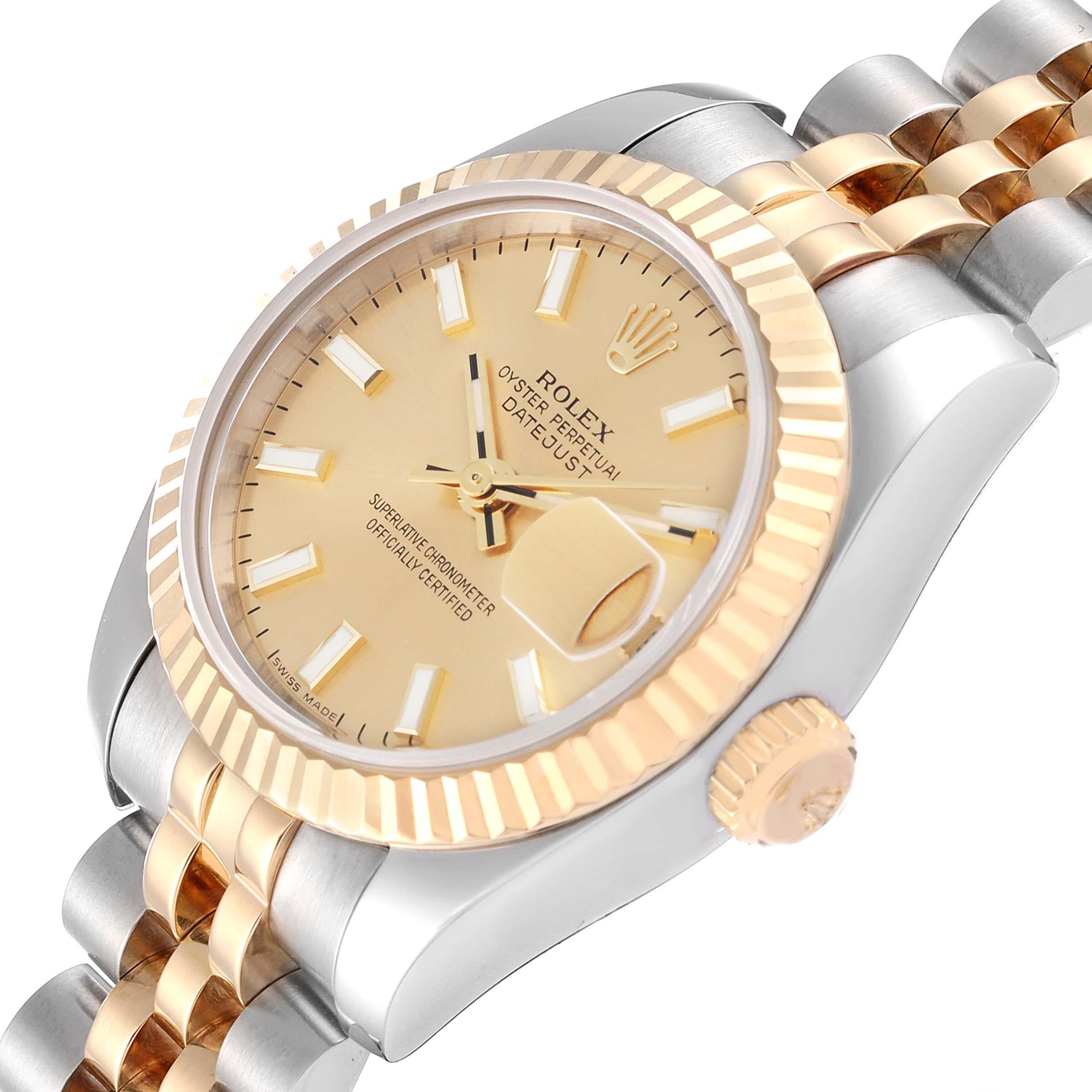 Rolex Datejust Steel Yellow Gold Champagne Dial Ladies Watch 179173 Box Papers For Sale 5