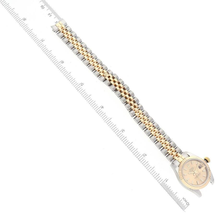 Rolex Montre Datejust en acier et or jaune avec cadran champagne, pour femmes 179173 6