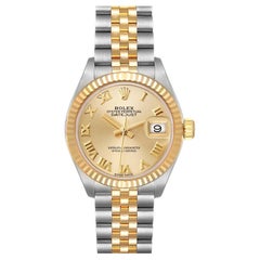 Rolex Datejust Steel Yellow Gold Champagne Dial Ladies Watch 279173 Box Papers