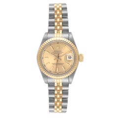 Rolex Datejust Steel Yellow Gold Champagne Dial Ladies Watch 69173 Box Papers