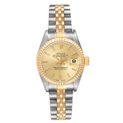 Rolex Datejust Steel Yellow Gold Champagne Dial Ladies Watch 69173 Box Papers