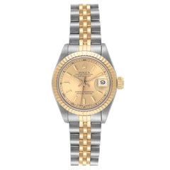 Rolex Datejust Stahl Gelbgold Champagner Zifferblatt Damenuhr 69173 Box Papiere