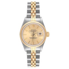 Rolex Datejust Steel Yellow Gold Champagne Dial Ladies Watch 69173 Box Papers