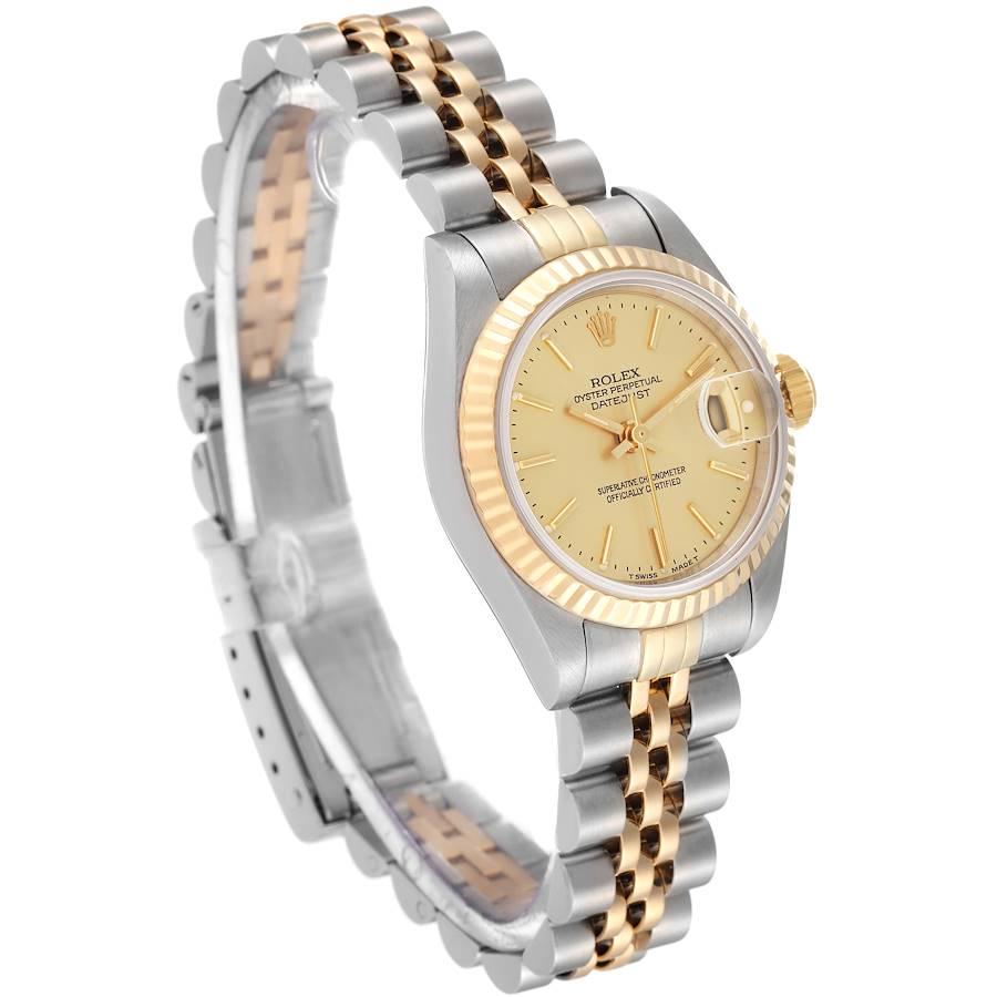 rolex-datejust steel yellow gold champagne index dial ladies gold fluted 69173c