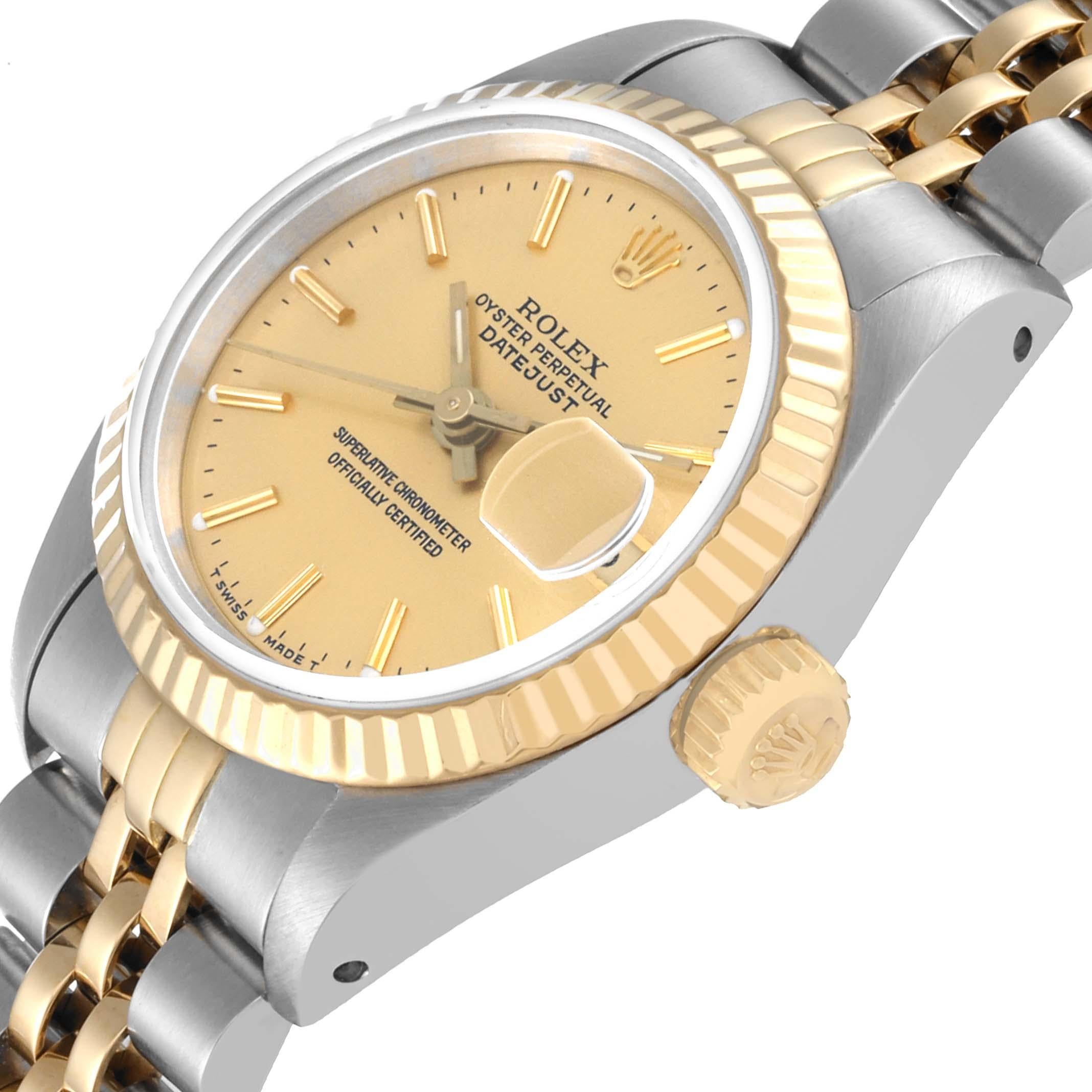 Women's Rolex Datejust Steel Yellow Gold Champagne Dial Ladies Watch 69173
