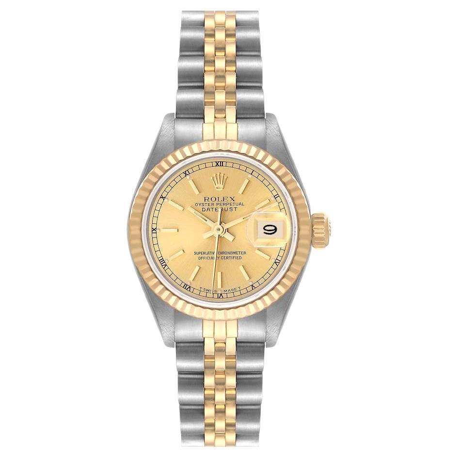 Rolex Datejust Steel Yellow Gold Champagne Dial Ladies Watch 69173 For Sale