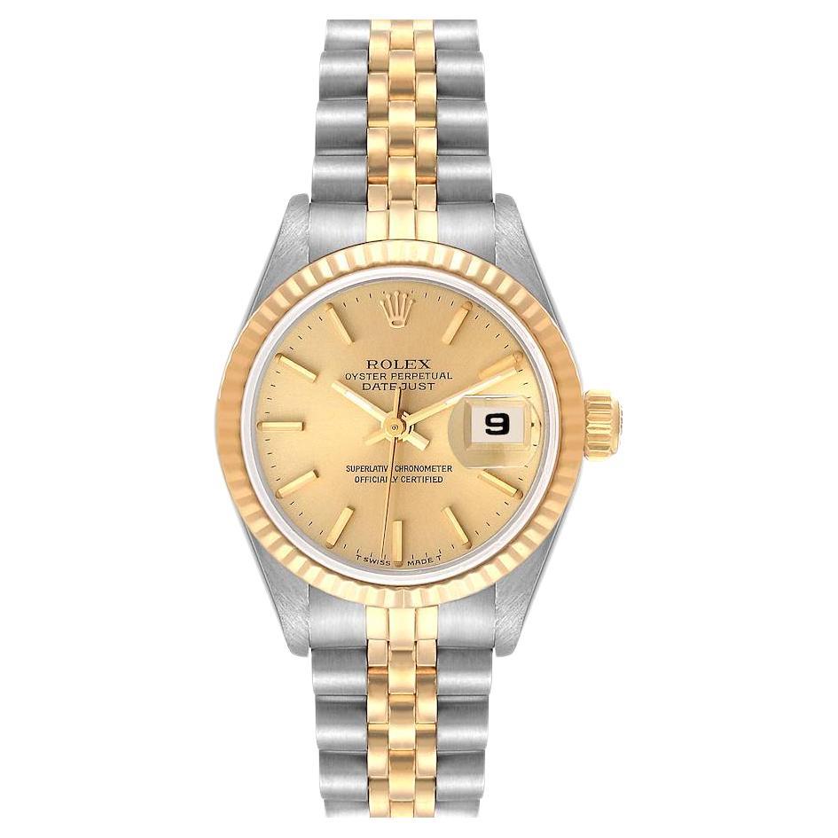 Rolex Datejust Steel Yellow Gold Champagne Dial Ladies Watch 69173 For Sale