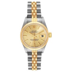 Rolex Datejust Steel Yellow Gold Champagne Dial Ladies Watch 69173