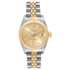 Vintage Rolex Datejust Steel Yellow Gold Champagne Dial Ladies Watch 69173
