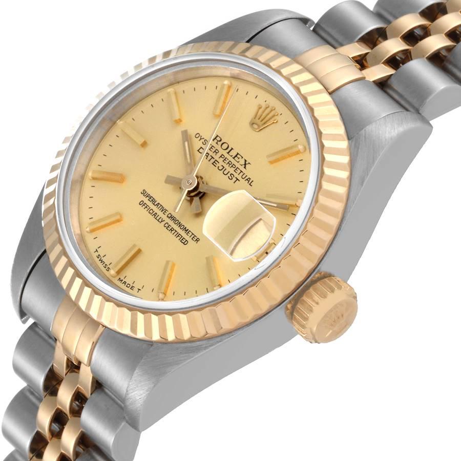 Women's Rolex Datejust Steel Yellow Gold Champagne Dial Ladies Watch 69173 Papers