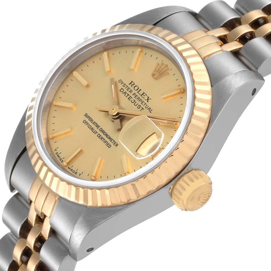 Women's Rolex Datejust Steel Yellow Gold Champagne Dial Ladies Watch 69173 Papers