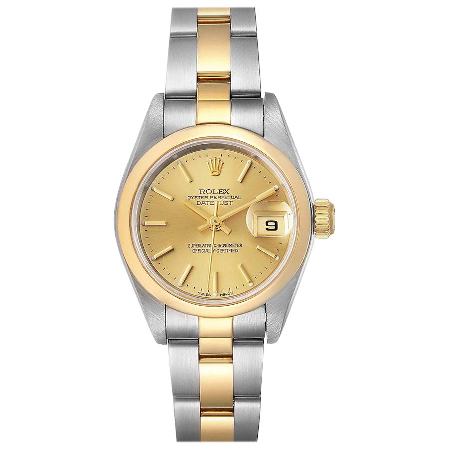 Rolex Datejust Steel Yellow Gold Champagne Dial Ladies Watch 79163 For Sale