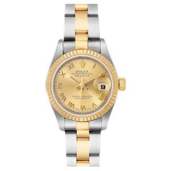 Rolex Datejust Steel Yellow Gold Champagne Dial Ladies Watch 79173 Box Papers
