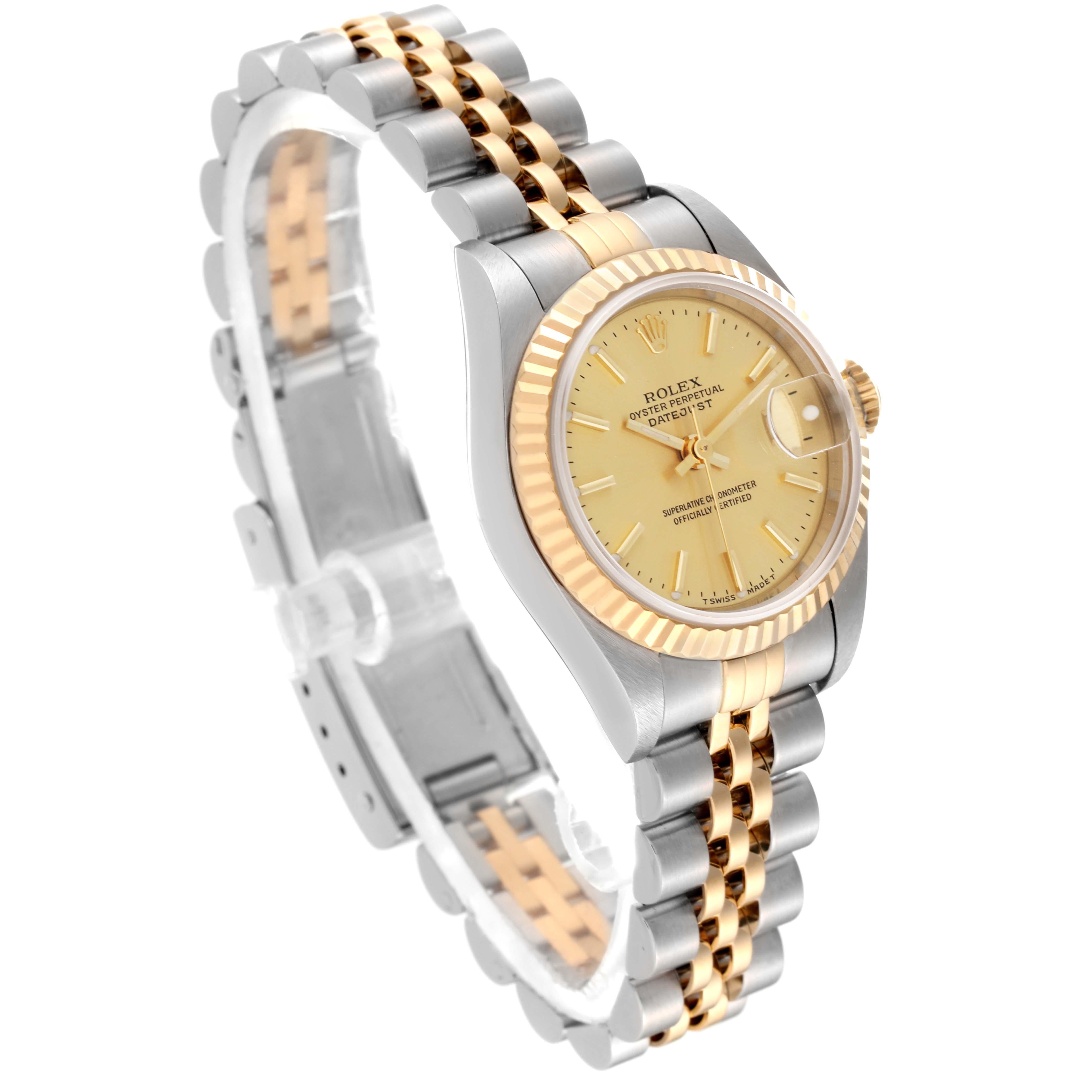 De las mujeres Rolex Datejust Acero Oro Amarillo Esfera Champán Reloj Señora 79173 en venta