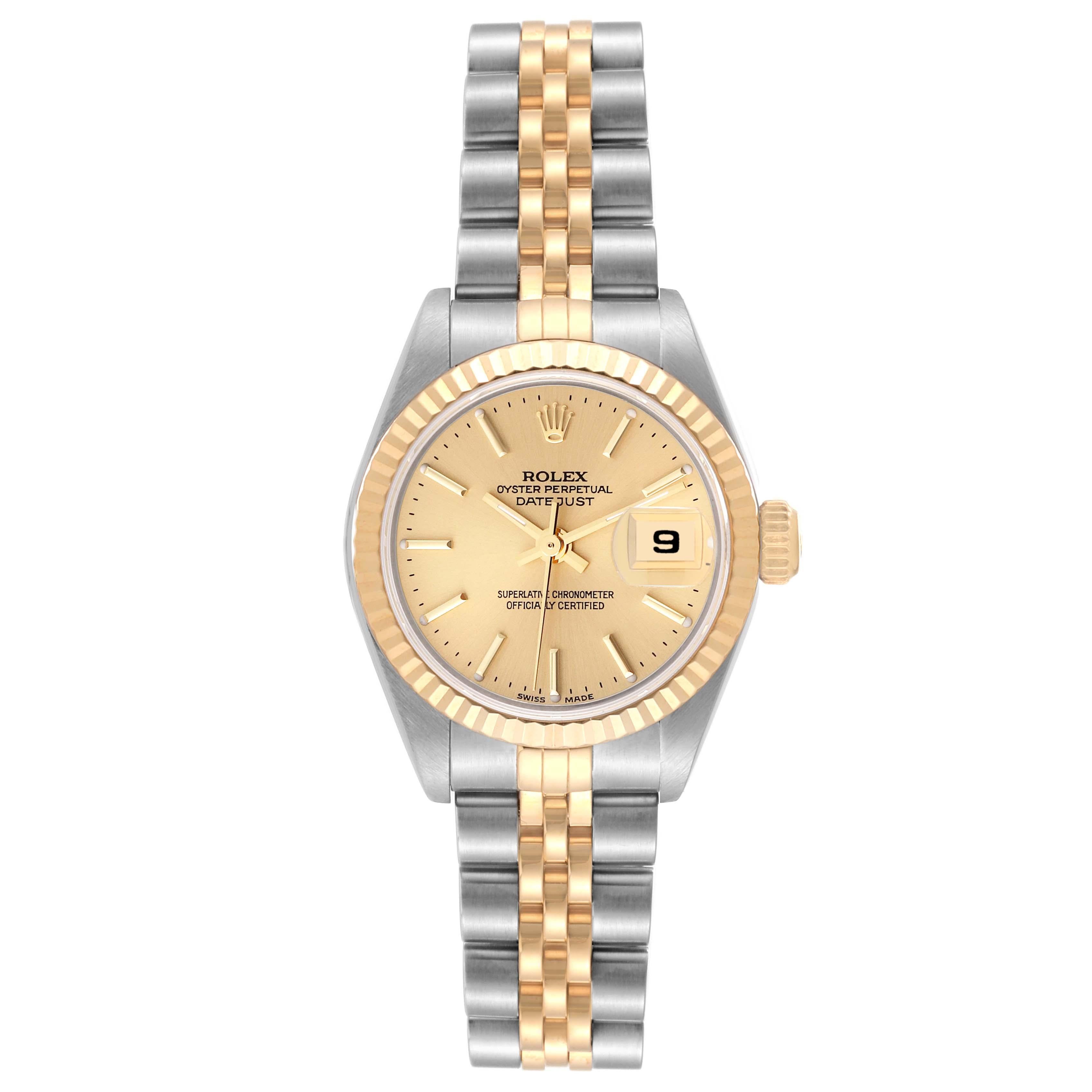 Rolex Datejust Steel Yellow Gold Champagne Dial Ladies Watch 79173 1