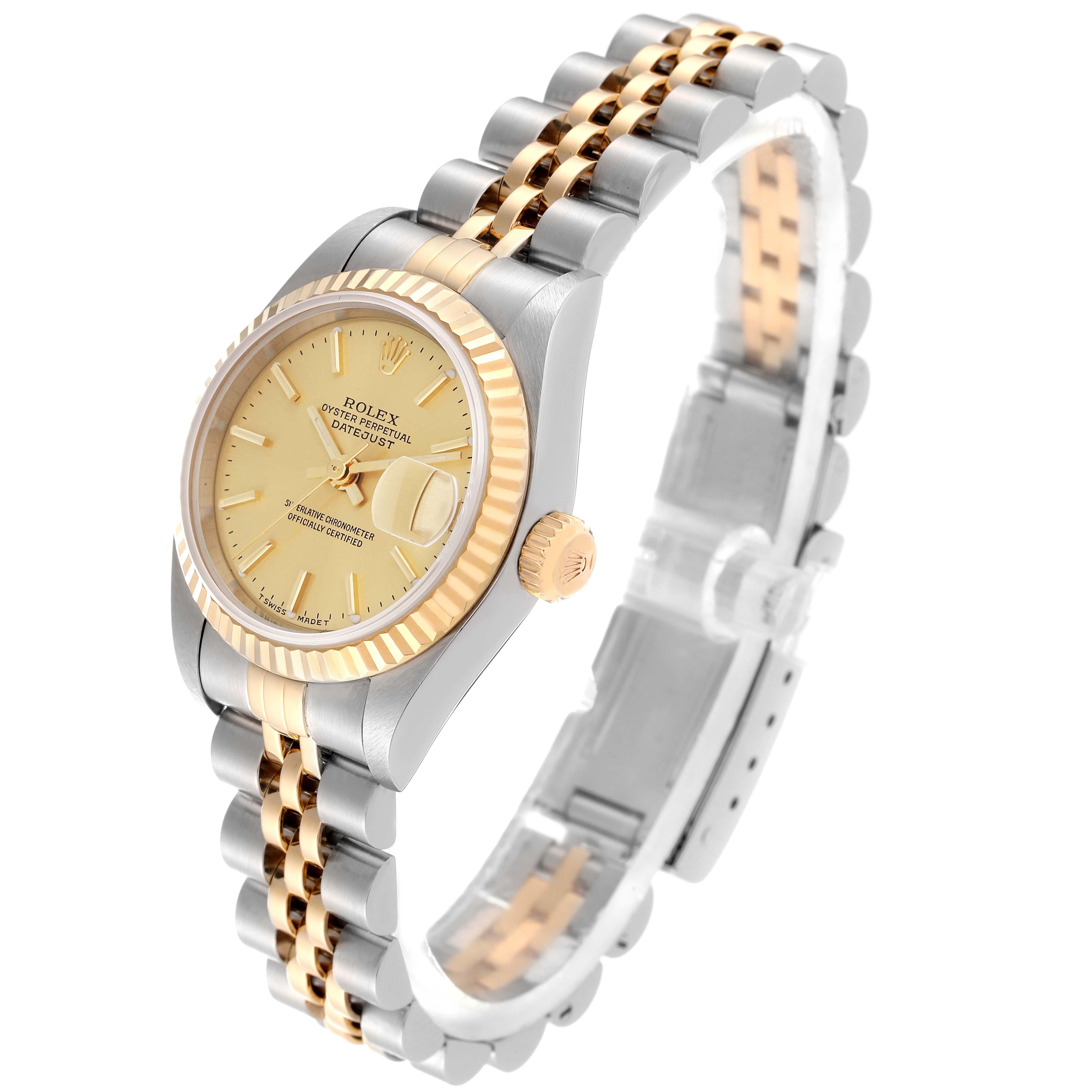 Rolex Datejust Acero Oro Amarillo Esfera Champán Reloj Señora 79173 en venta 1