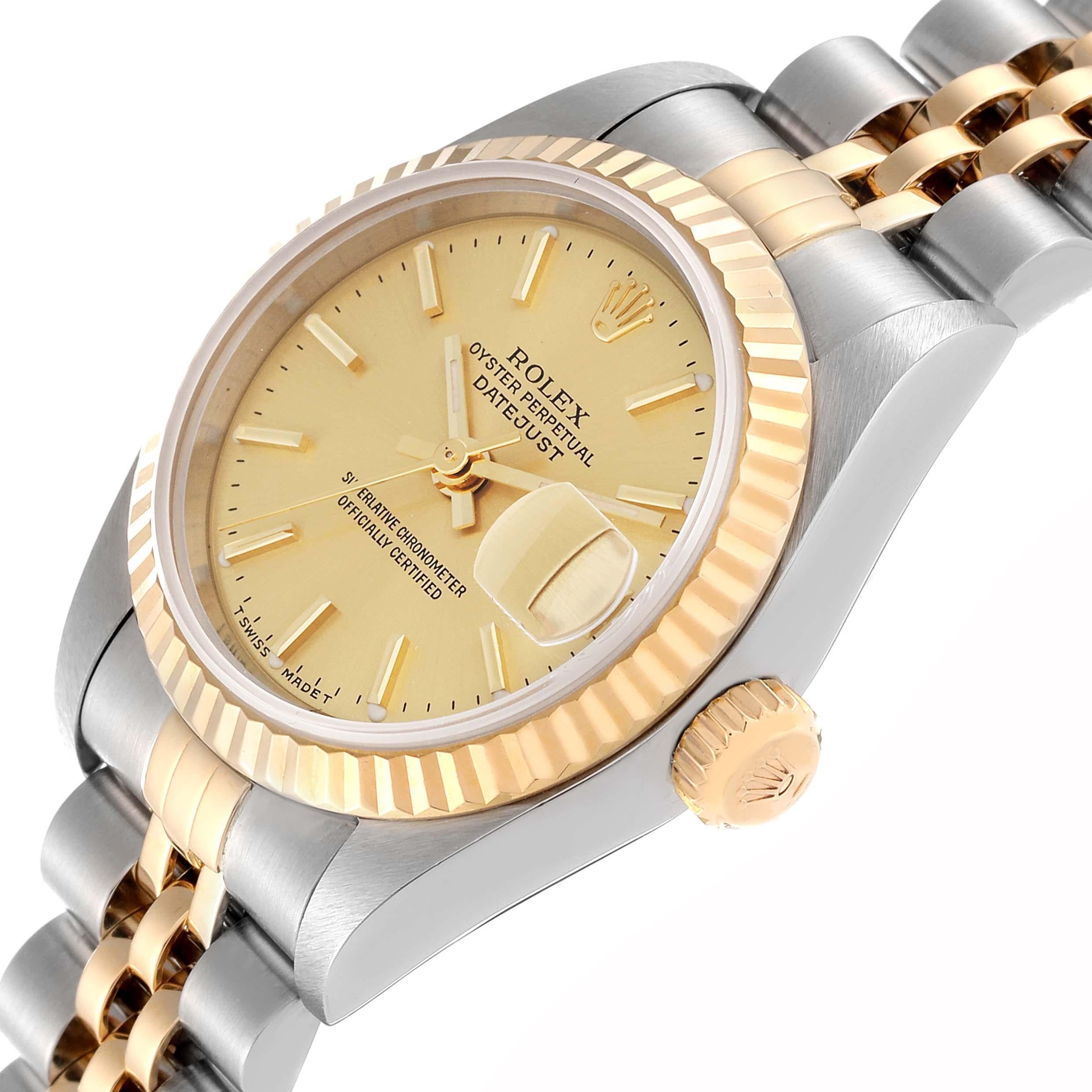 Rolex Datejust Acero Oro Amarillo Esfera Champán Reloj Señora 79173 en venta 3