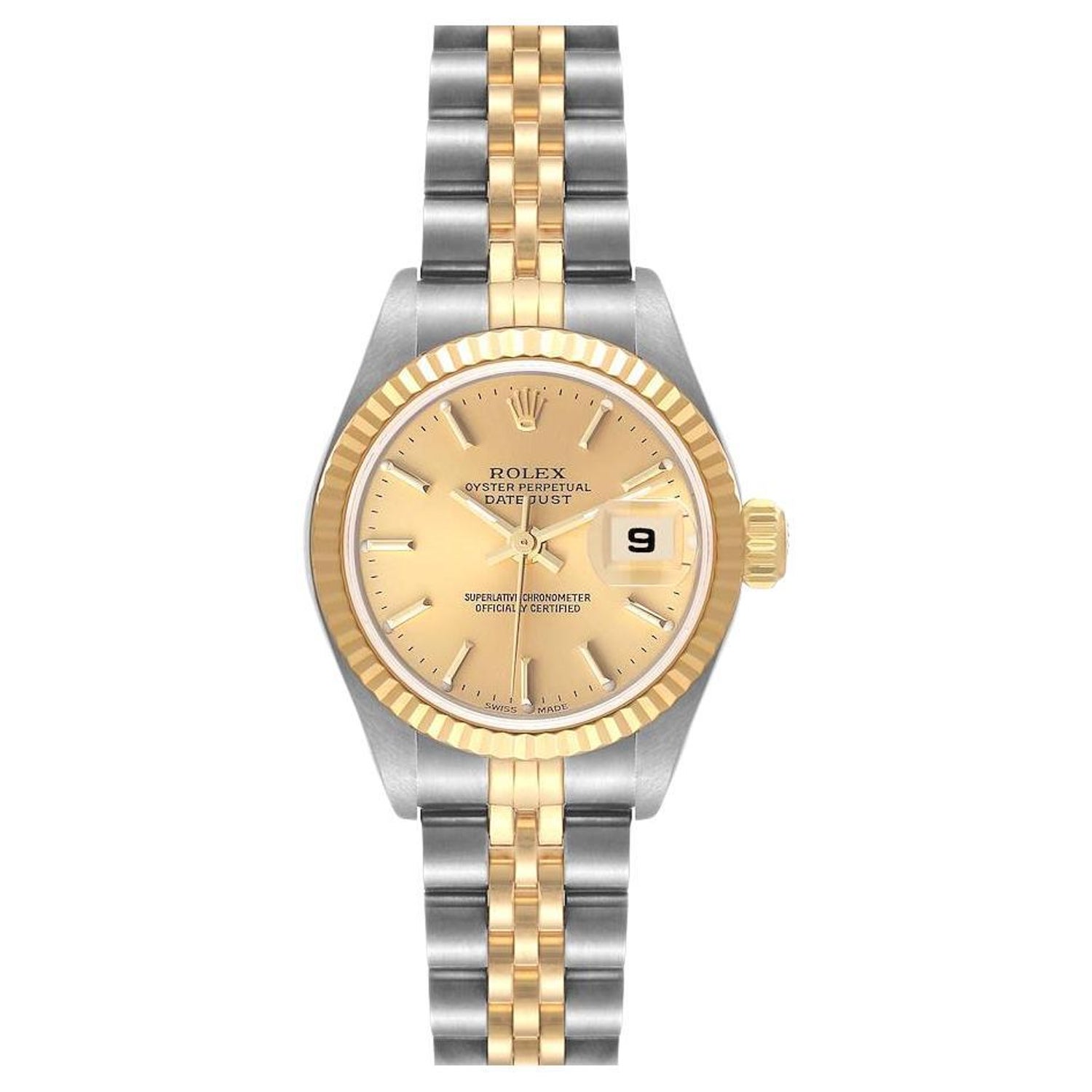 Rolex Datejust Steel Yellow Gold Champagne Dial Ladies Watch 79173 For Sale  at 1stDibs | rolex geneve cellini gold nugget watch