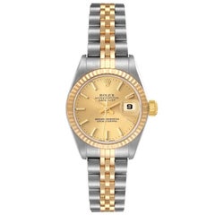 Rolex Datejust Steel Yellow Gold Champagne Dial Ladies Watch 79173 Papers