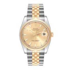 Rolex Datejust Steel Yellow Gold Champagne Dial Mens Watch 116233 Box Papers