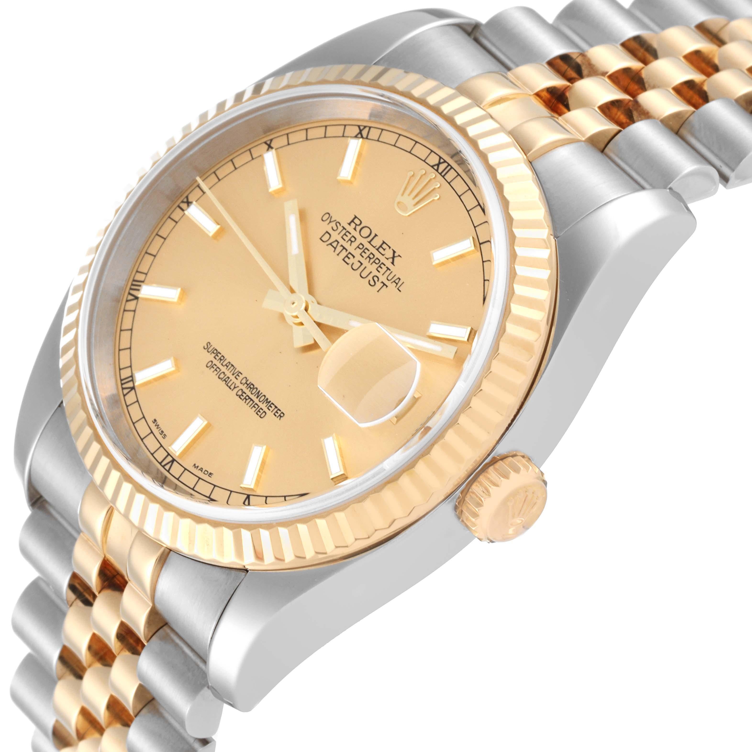Rolex Datejust Steel Yellow Gold Champagne Dial Mens Watch 116233 Box Papers 1