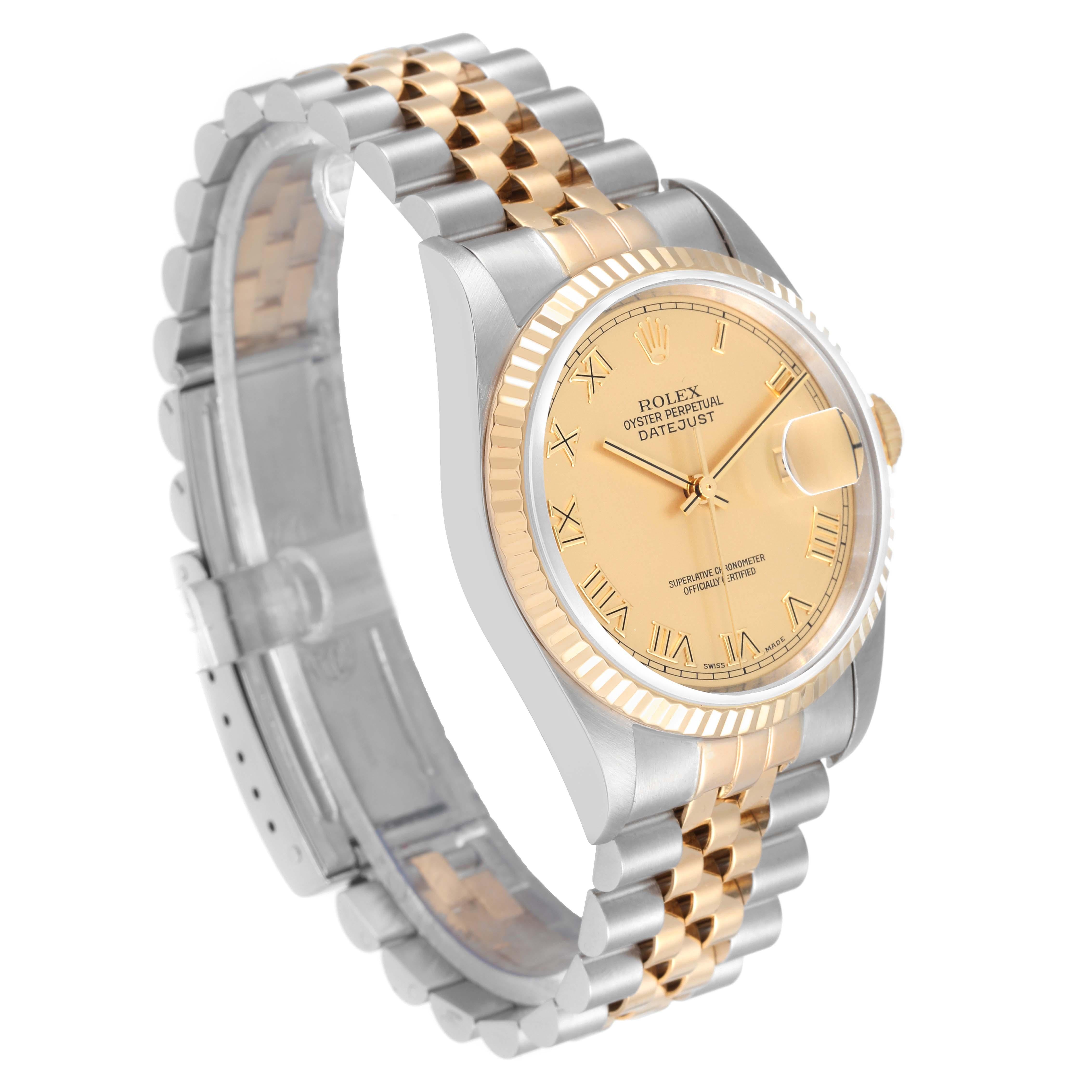 Rolex Datejust Steel Yellow Gold Champagne Dial Mens Watch 16233 In Excellent Condition For Sale In Atlanta, GA