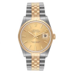 Rolex Datejust Steel Yellow Gold Champagne Dial Mens Watch 16233 Papers