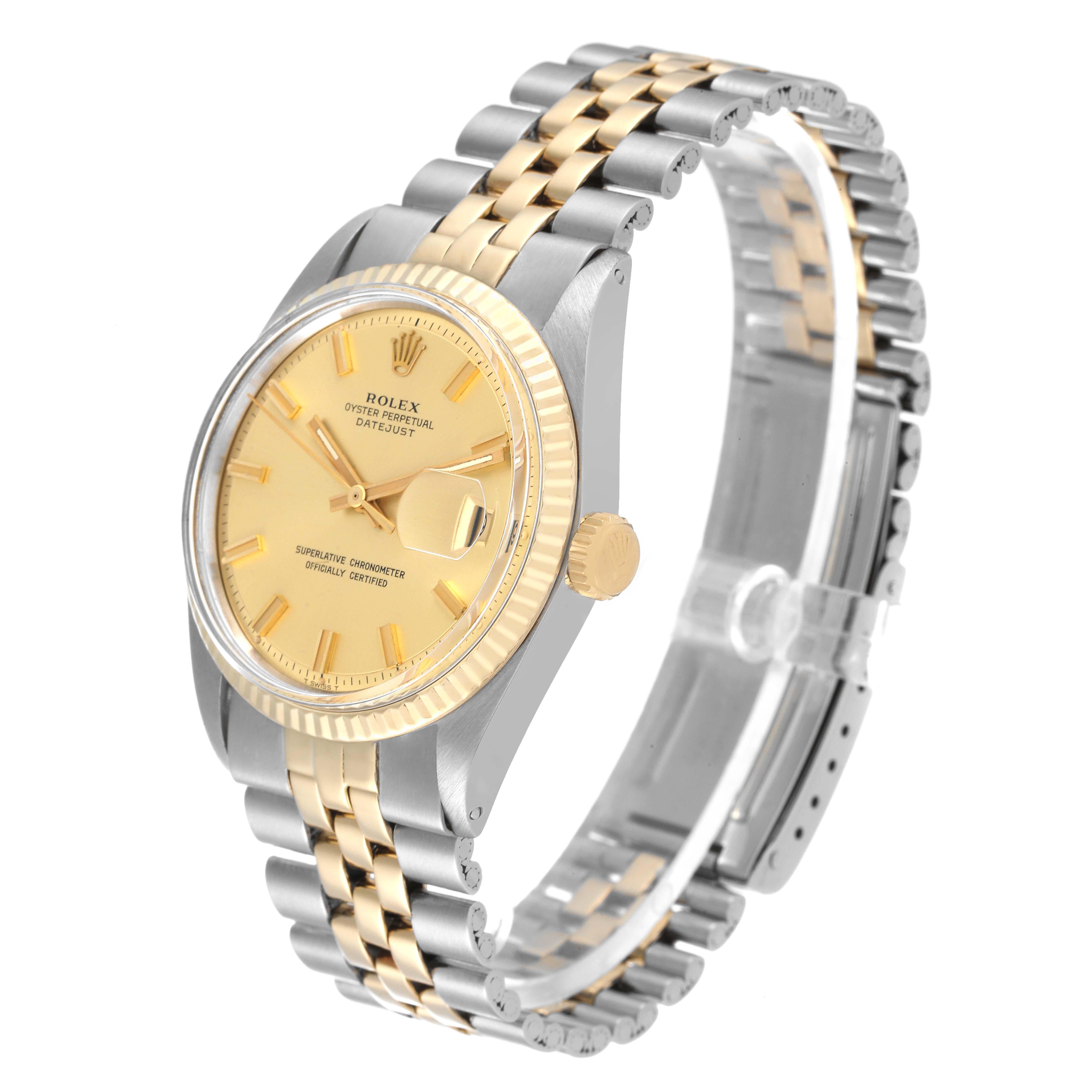 Men's Rolex Datejust Steel Yellow Gold Champagne Dial Vintage Mens Watch 1601