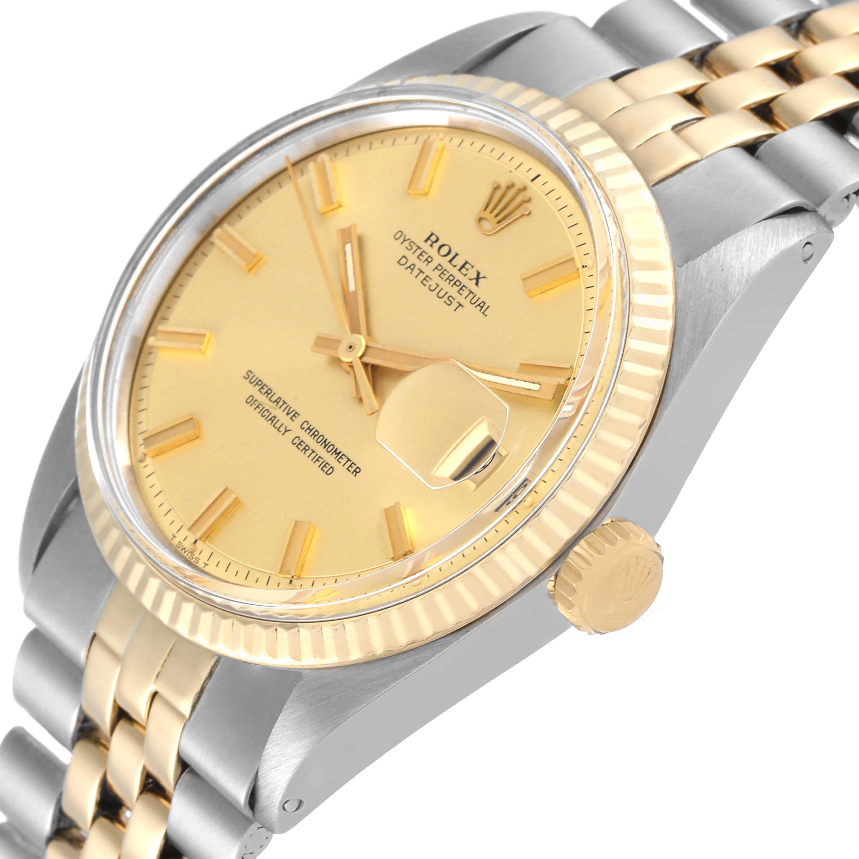 Rolex Datejust Steel Yellow Gold Champagne Dial Vintage Mens Watch 1601 1