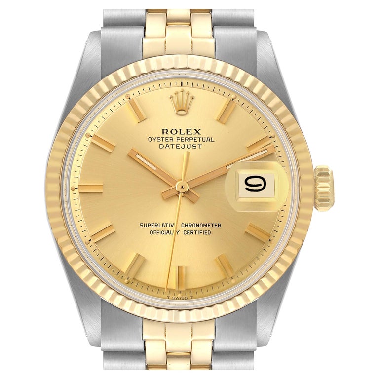 Rolex Datejust Steel Yellow Gold Champagne Dial Vintage Mens Watch 1601