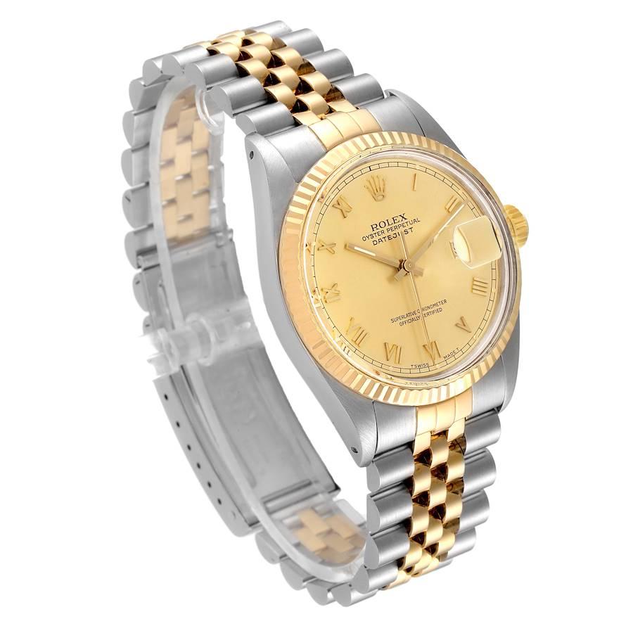 Rolex Datejust Steel Yellow Gold Champagne Dial Vintage Mens Watch 16013 In Good Condition In Atlanta, GA
