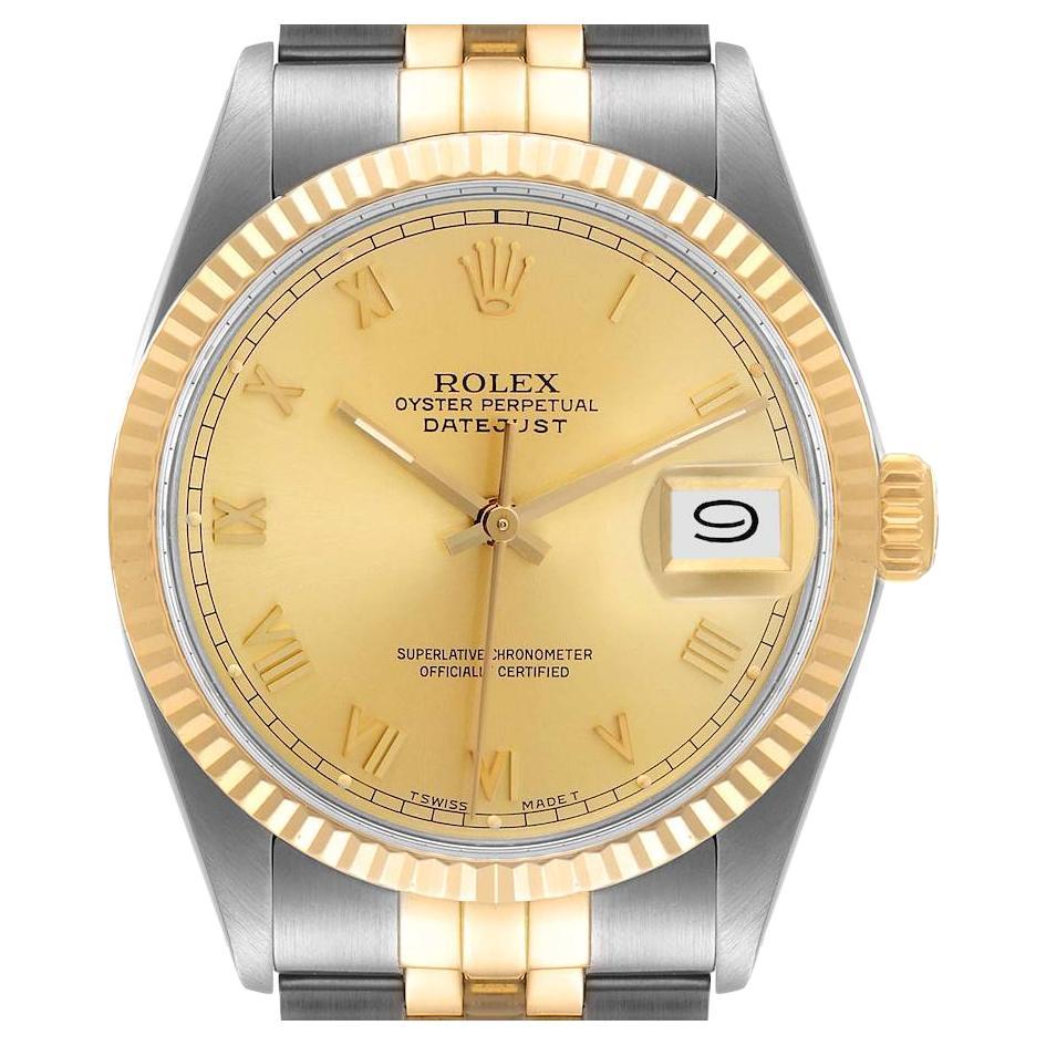 Rolex Datejust Steel Yellow Gold Champagne Dial Vintage Mens Watch 16013