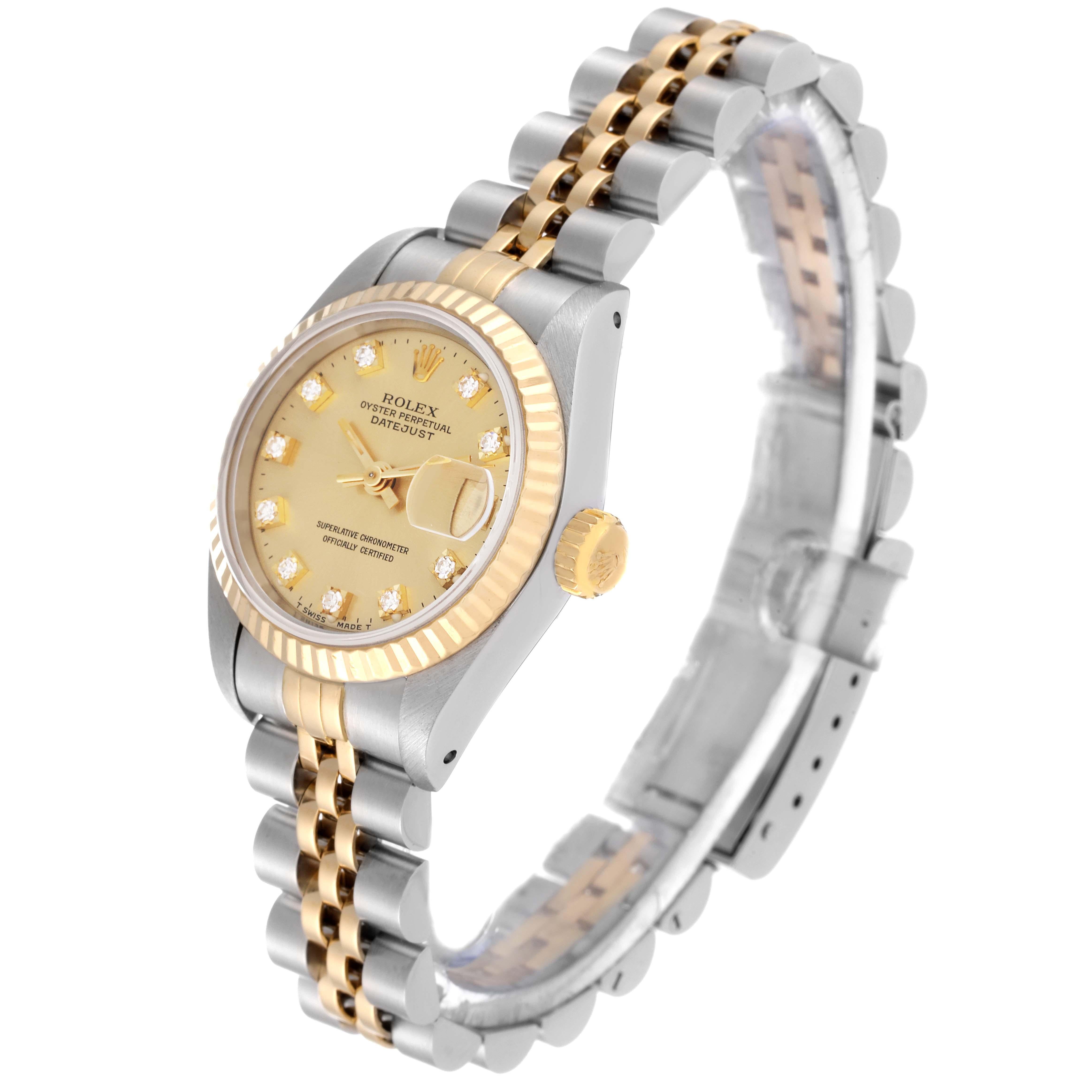 Women's Rolex Datejust Steel Yellow Gold Champagne Diamond Dial Ladies Watch 69173