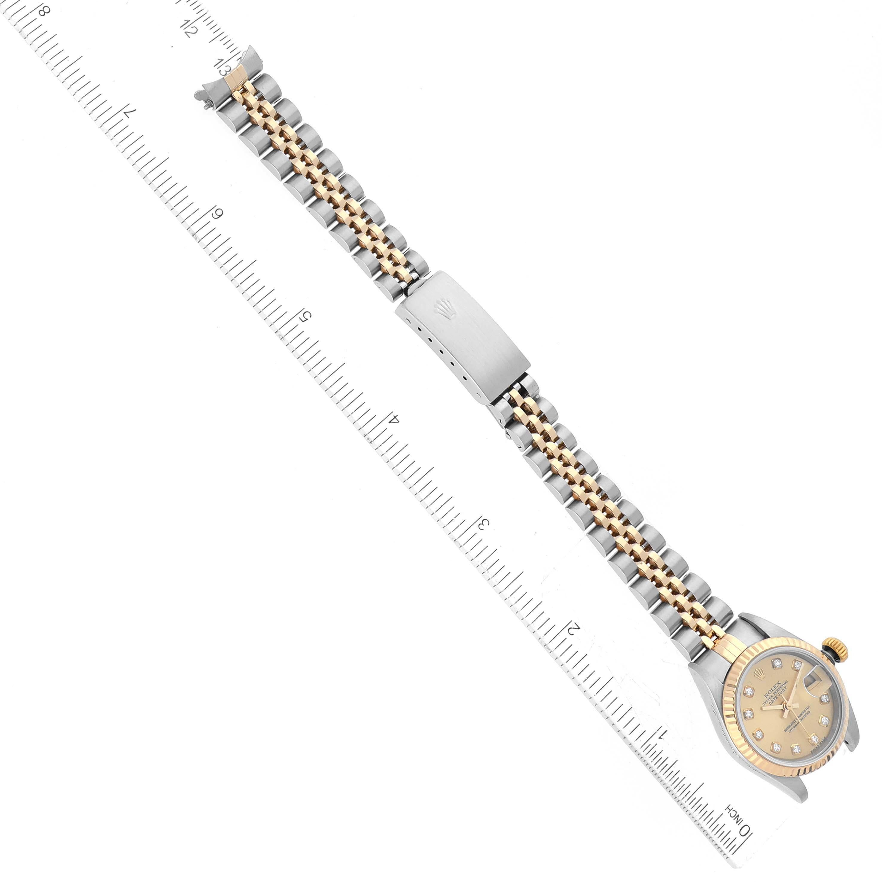 Rolex Montre Datejust en acier et or jaune avec cadran champagne et diamants, pour femmes 79173 6