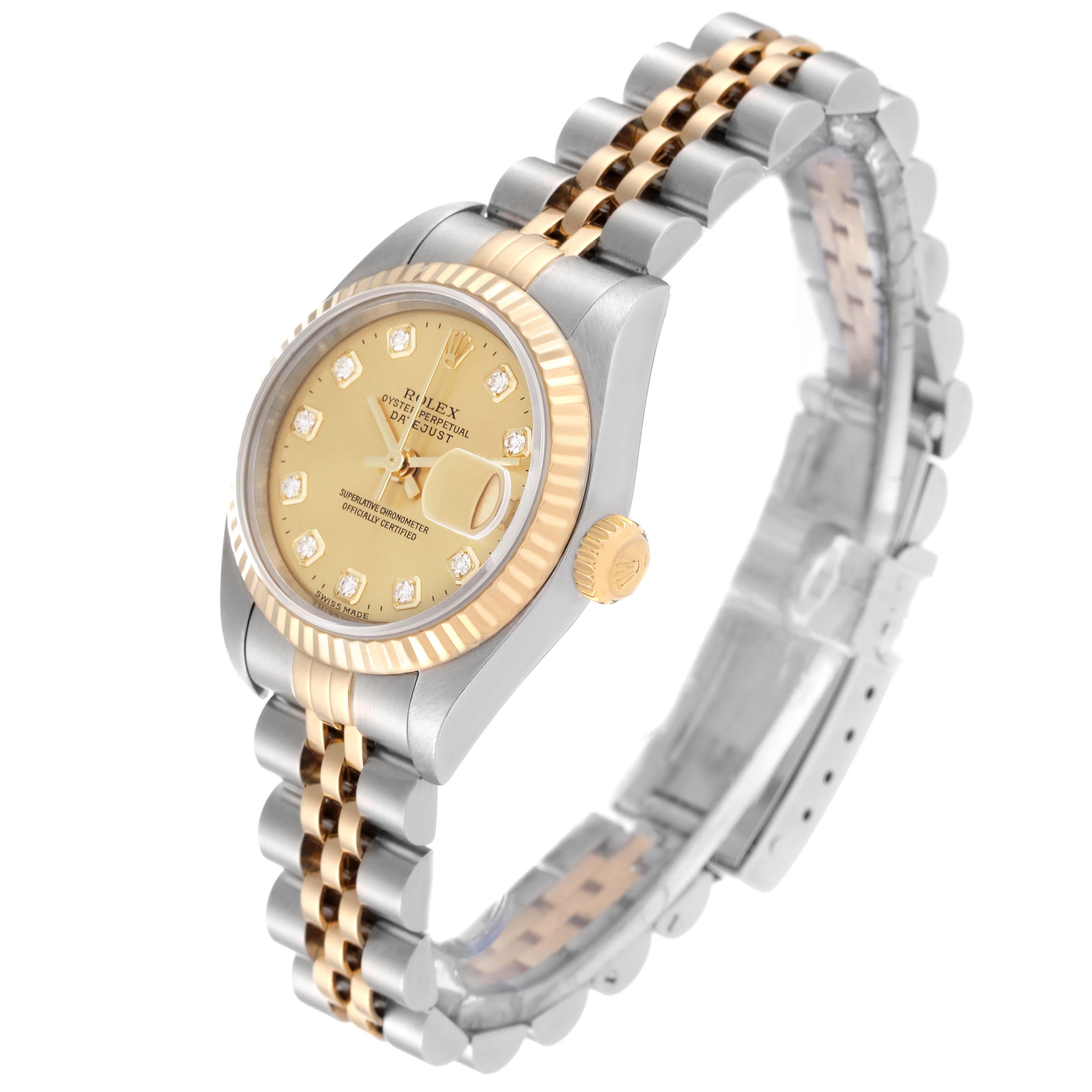 Rolex Datejust Steel Yellow Gold Champagne Diamond Dial Ladies Watch 79173 7