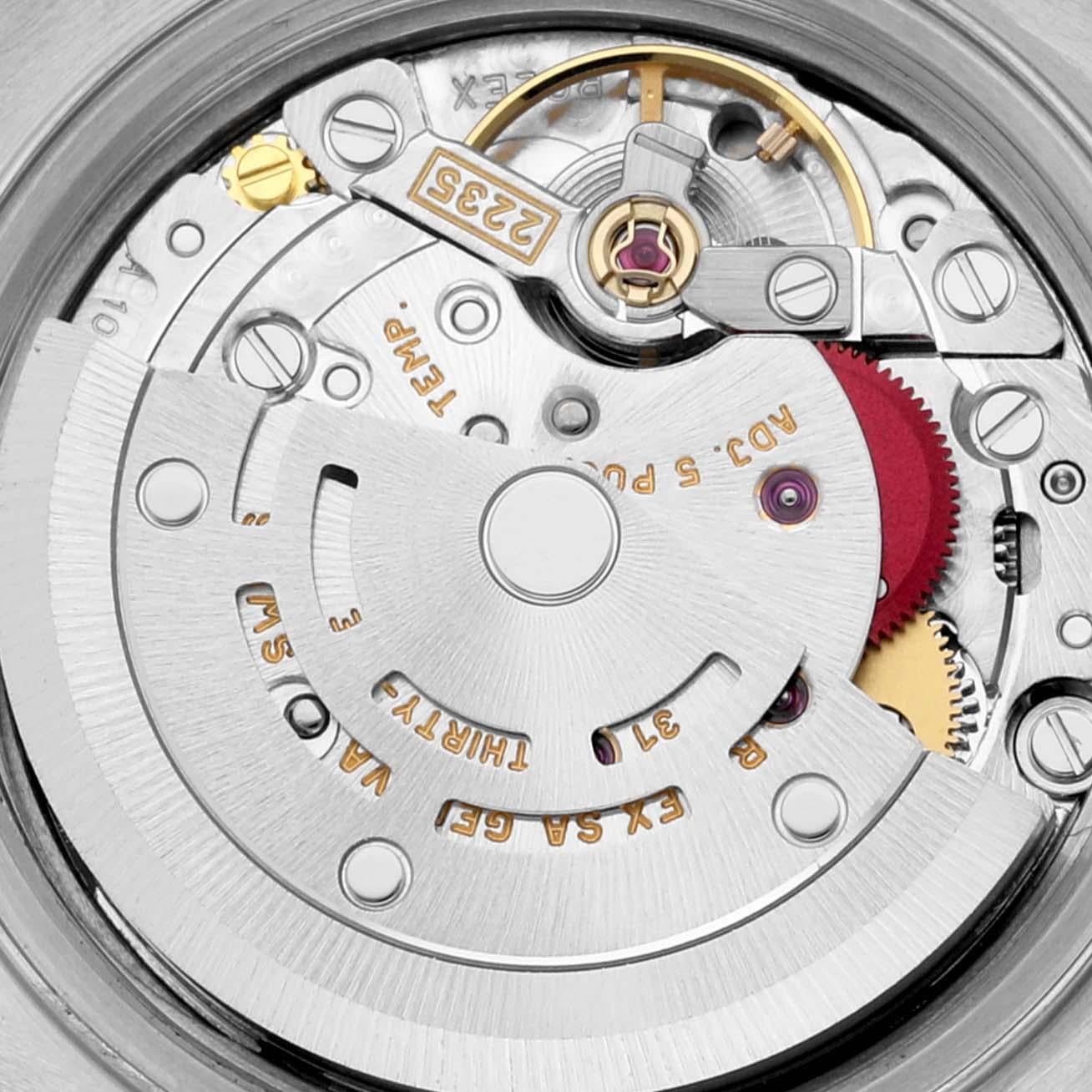 Montre Rolex Datejust en acier, or jaune, champagne et cadran diamanté 79173. Mouvement automatique à remontage automatique, officiellement certifié chronomètre. Boîtier oyster en acier inoxydable de 26.0 mm de diamètre. Logo Rolex sur une couronne