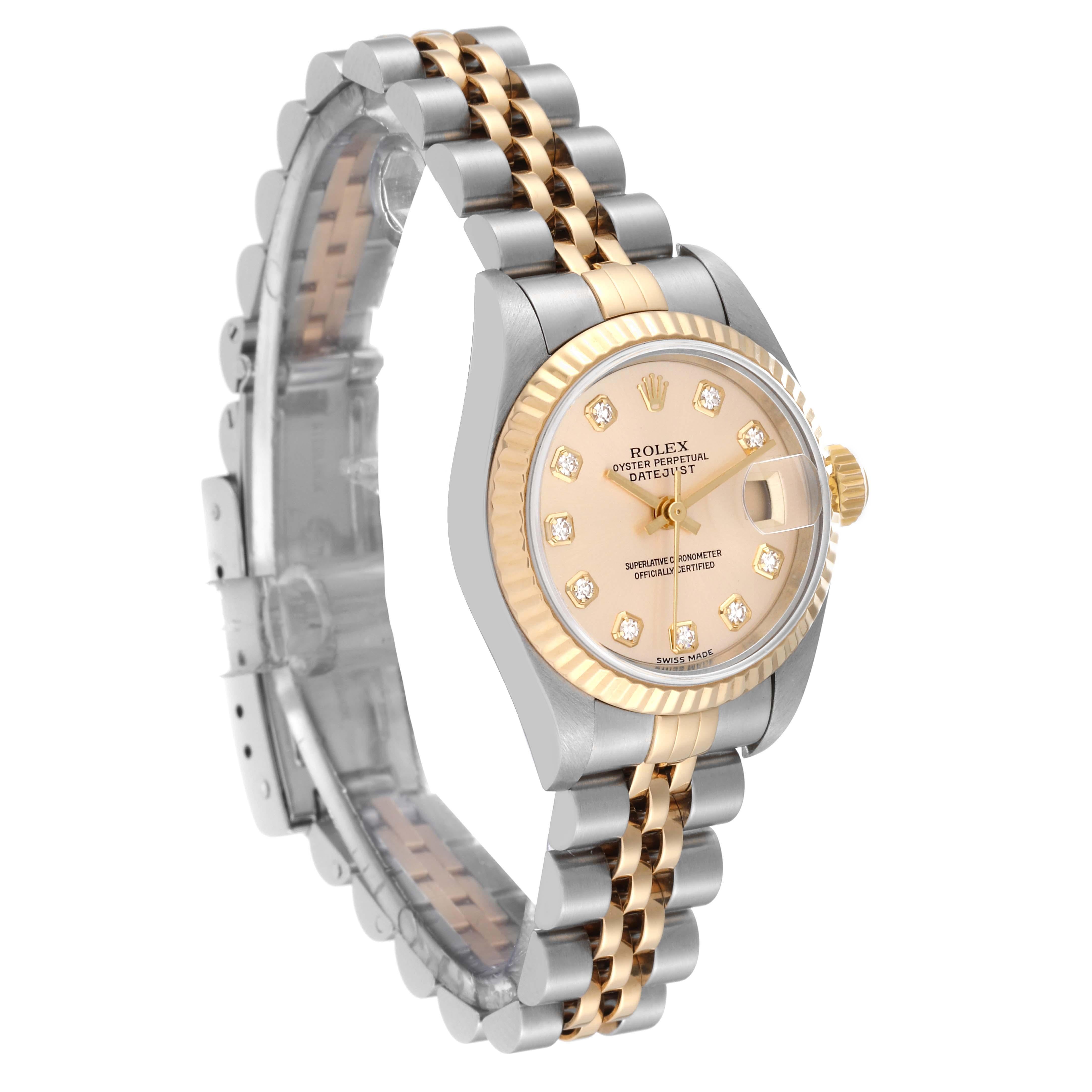 Rolex Datejust Steel Yellow Gold Champagne Diamond Dial Ladies Watch 79173 1