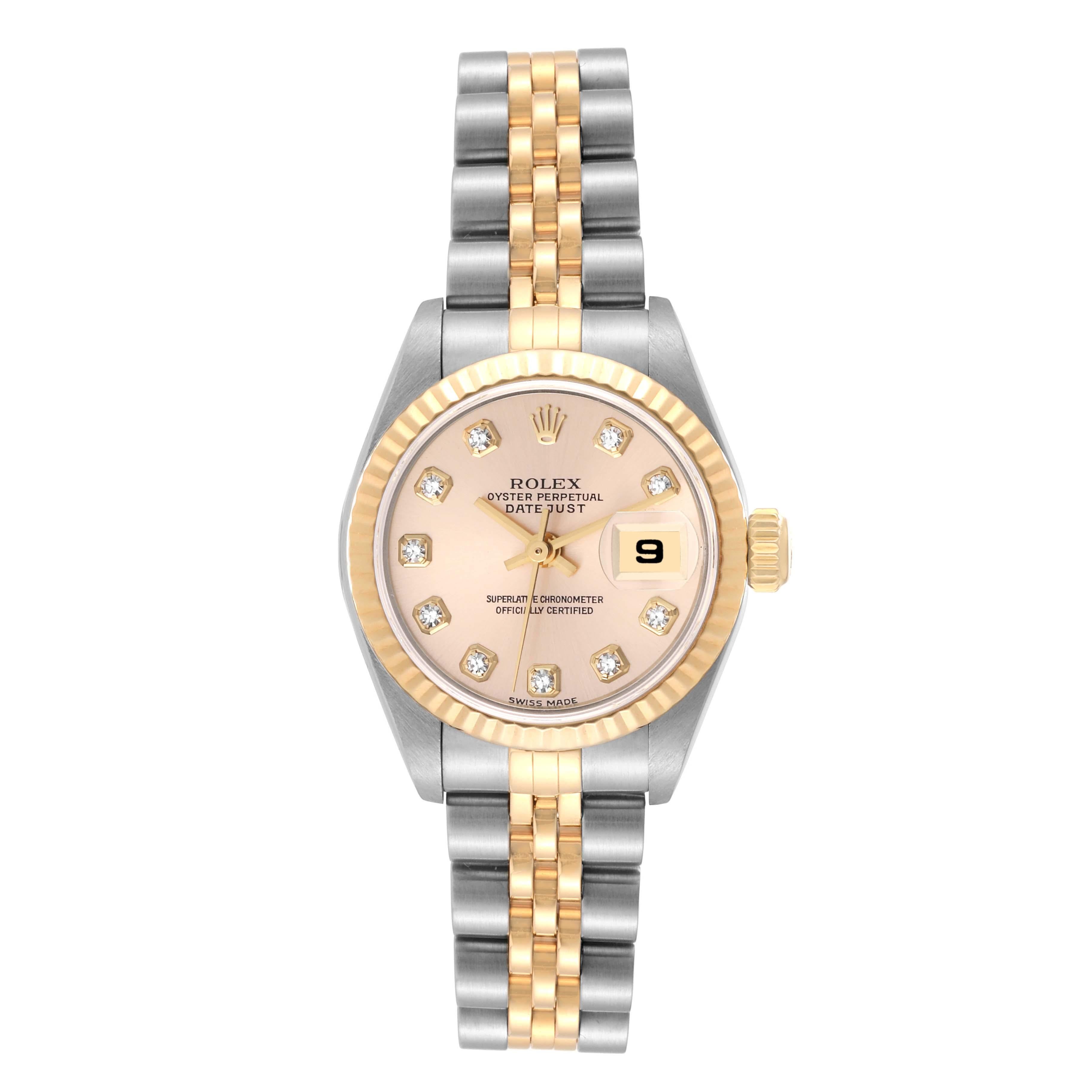 Rolex Datejust Steel Yellow Gold Champagne Diamond Dial Ladies Watch 79173 2