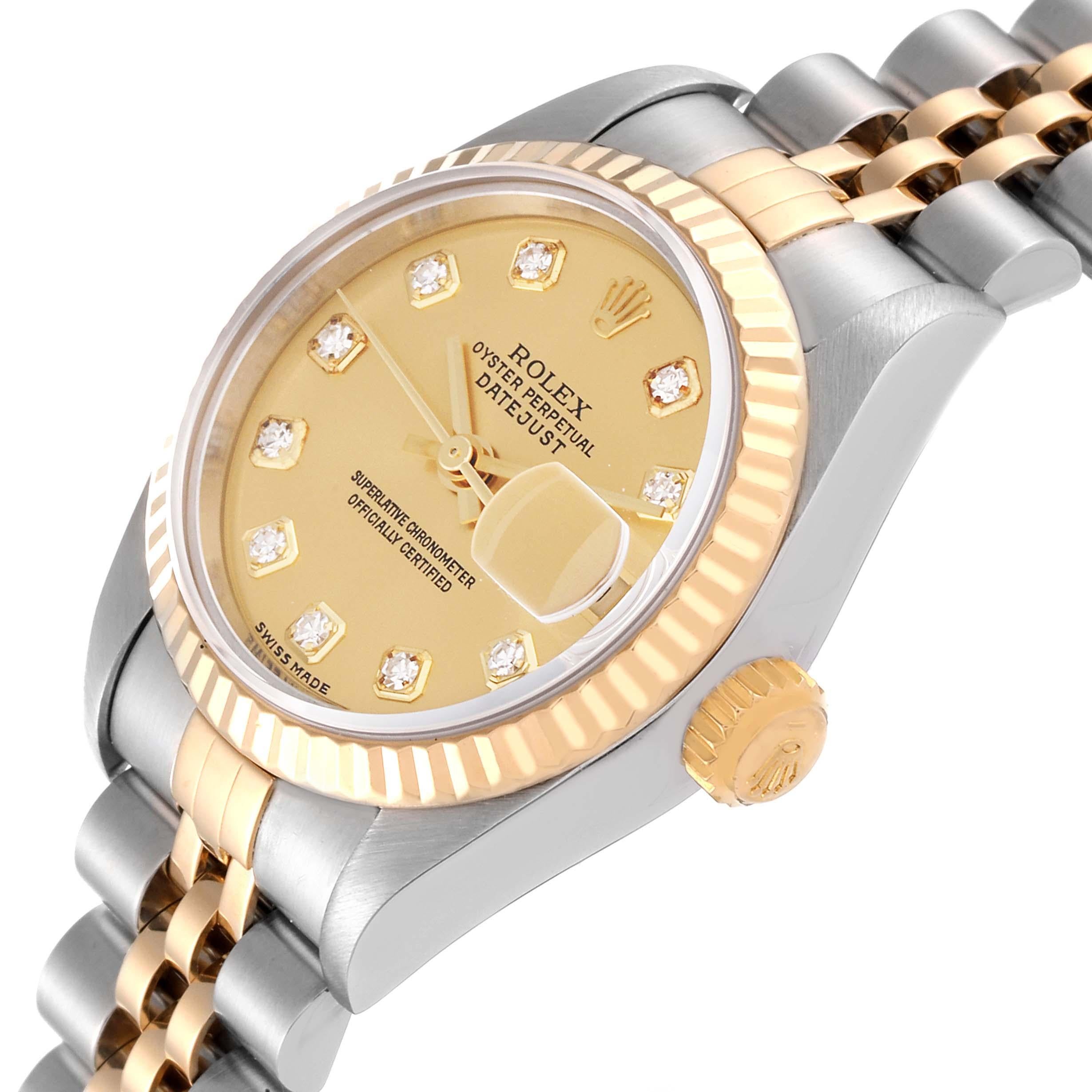 Rolex Datejust Steel Yellow Gold Champagne Diamond Dial Ladies Watch 79173 2
