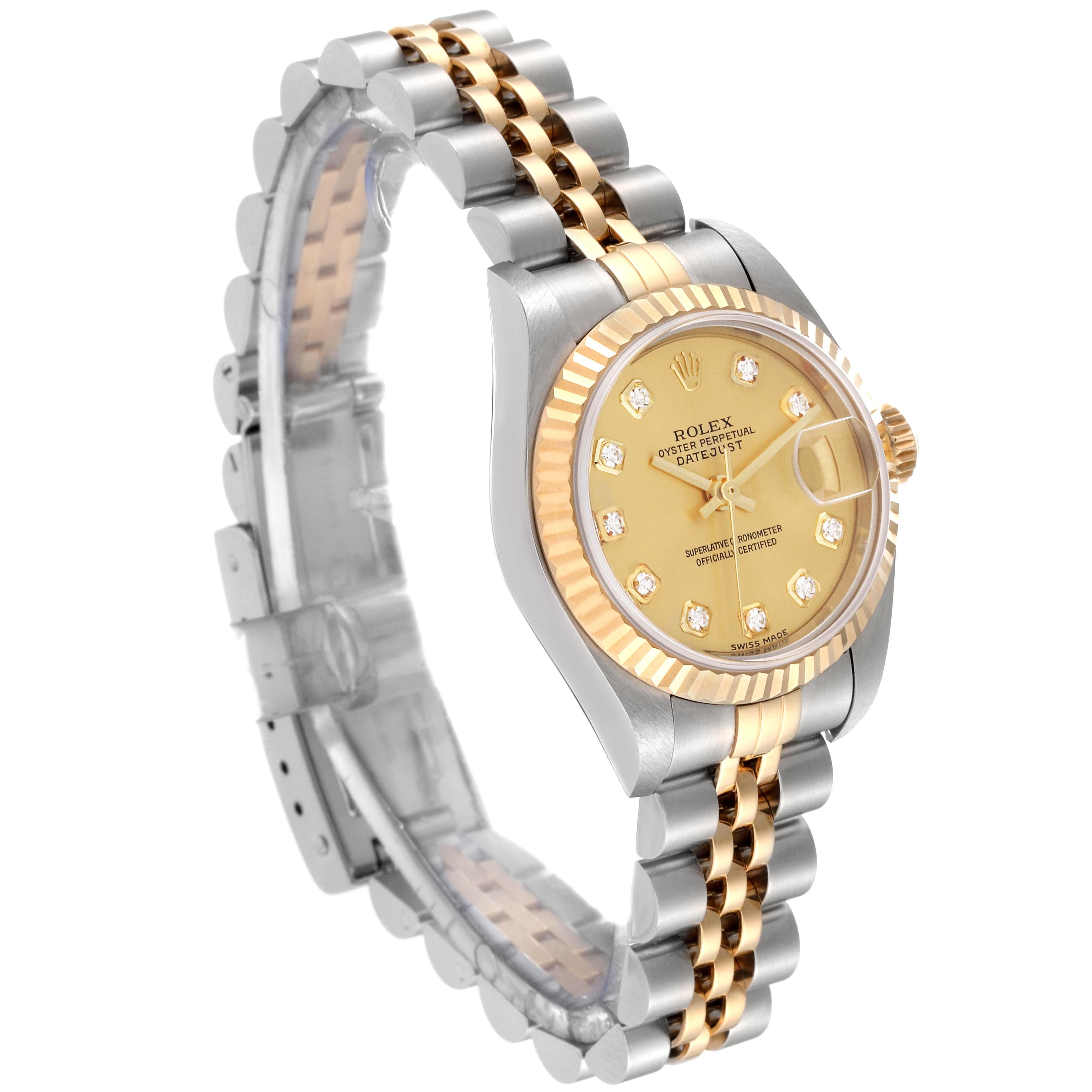 Rolex Datejust Steel Yellow Gold Champagne Diamond Dial Ladies Watch 79173 3