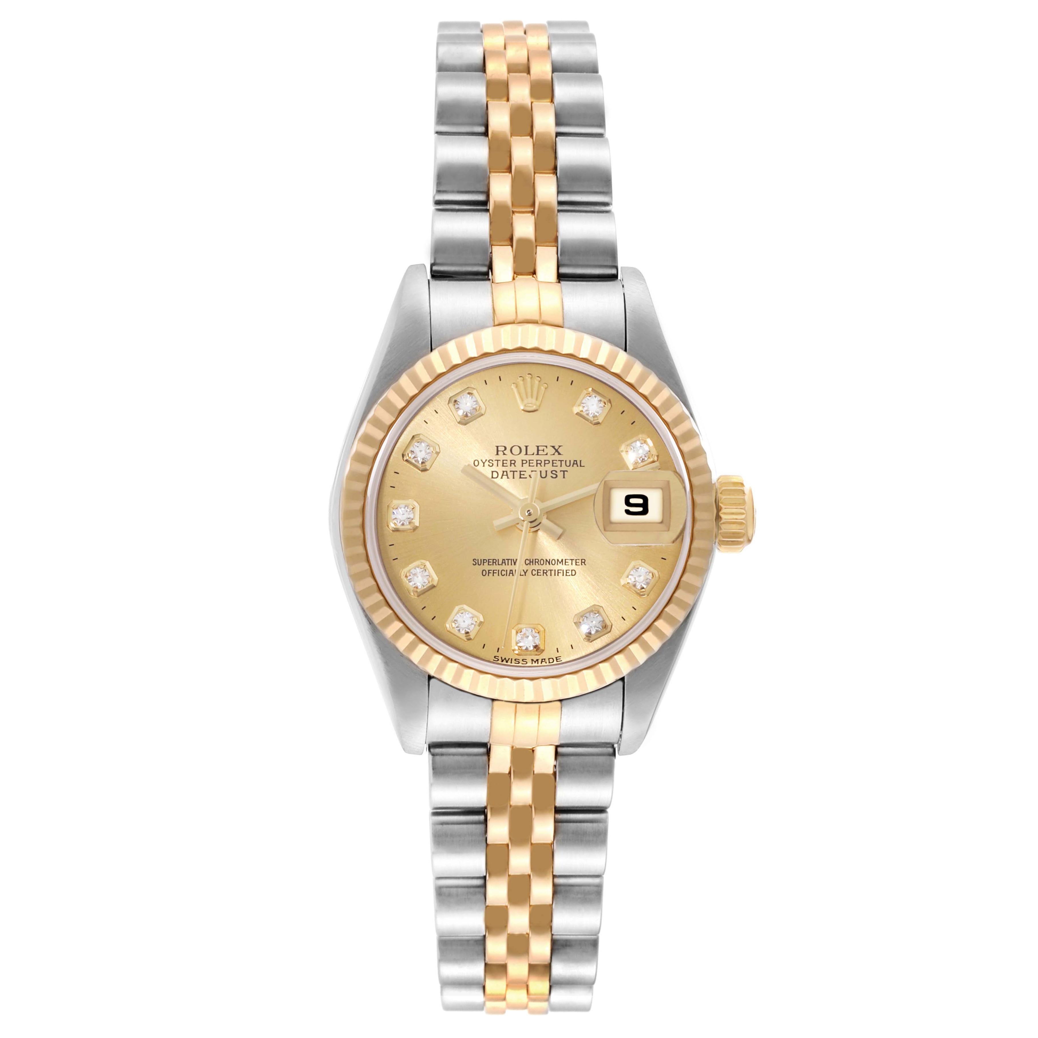 Rolex Datejust Steel Yellow Gold Champagne Diamond Dial Ladies Watch 79173 3