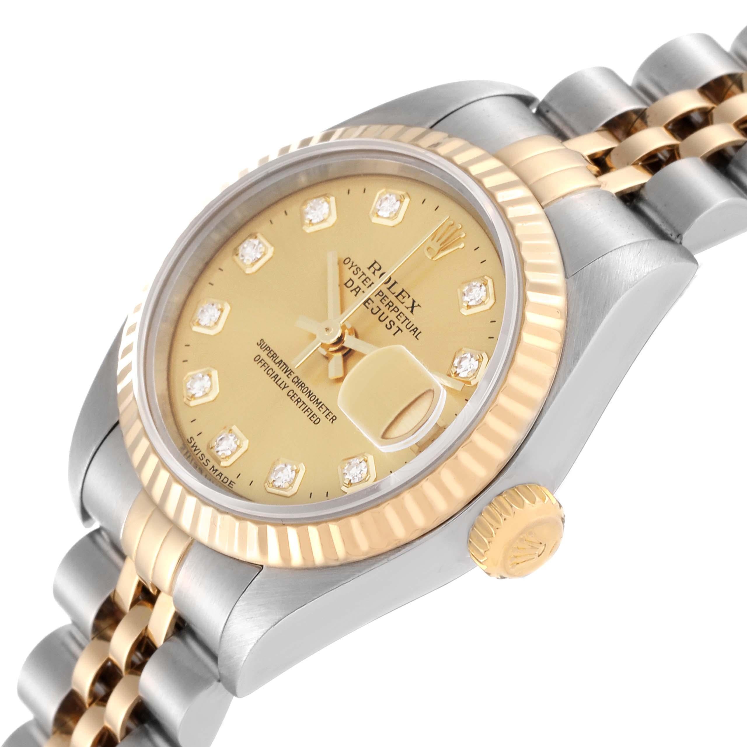 Rolex Datejust Steel Yellow Gold Champagne Diamond Dial Ladies Watch 79173 4