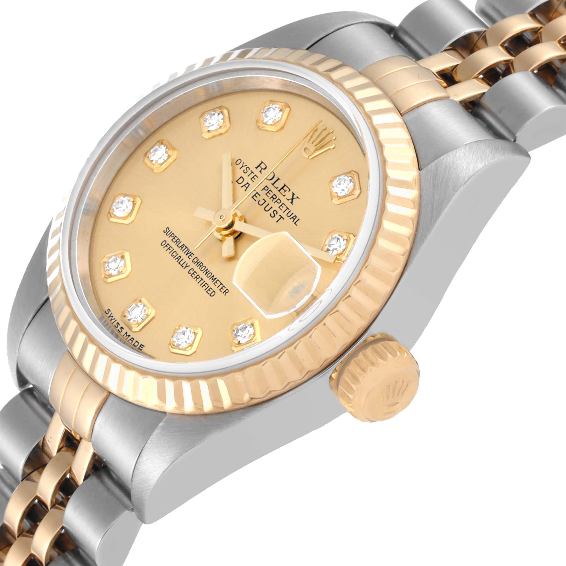 Rolex Datejust Steel Yellow Gold Champagne Diamond Dial Ladies Watch 79173 For Sale 4