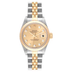 Rolex Datejust Steel Yellow Gold Champagne Diamond Dial Ladies Watch 79173