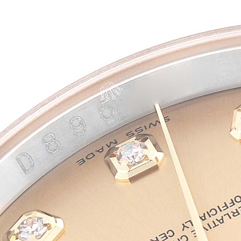 Rolex Datejust Steel Yellow Gold Champagne Diamond Dial Mens Watch 116233. Officially certified chronometer automatic self-winding movement. Stainless steel case 36 mm in diameter. Rolex logo on an 18k yellow gold crown. 18k yellow gold fluted