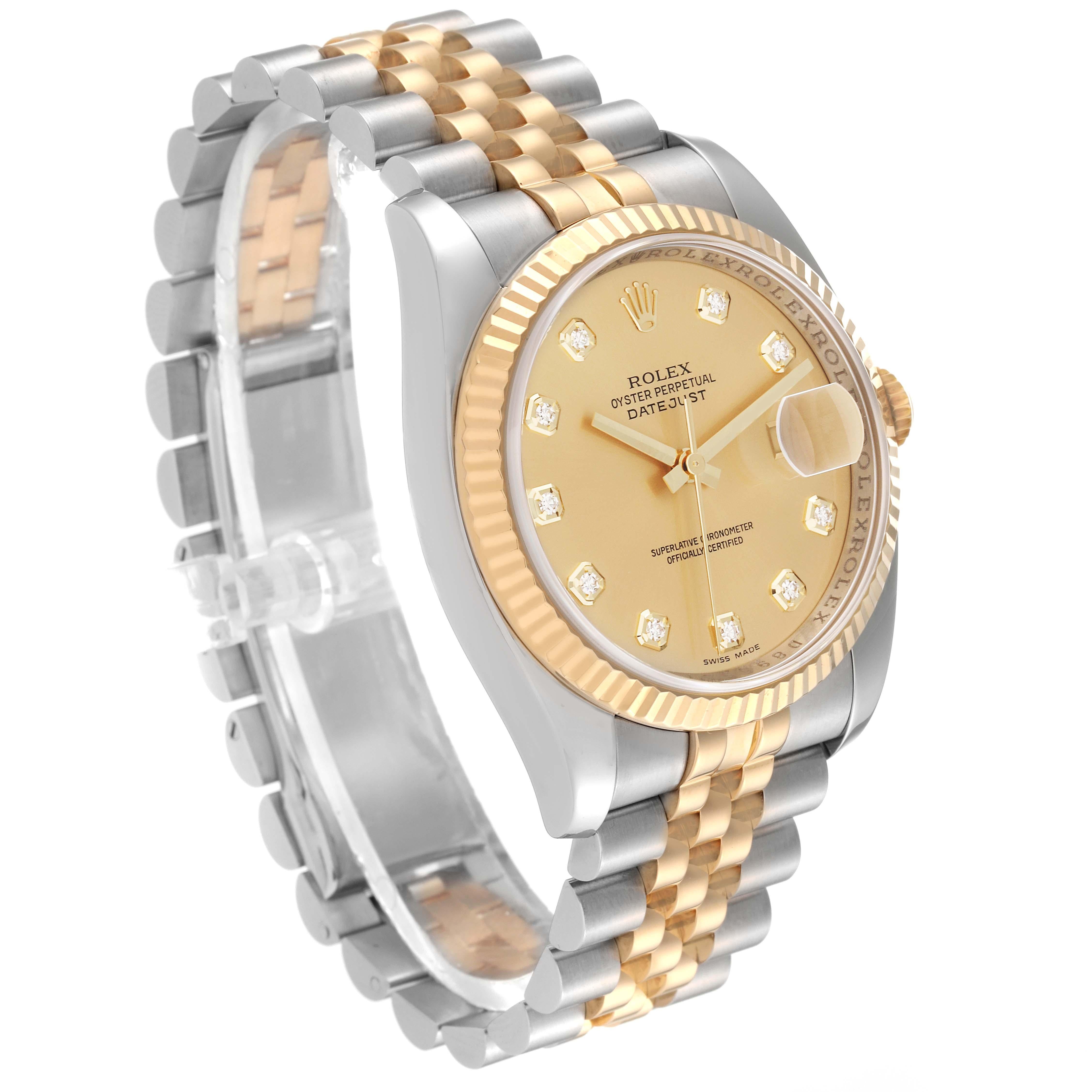 Rolex Datejust Steel Yellow Gold Champagne Diamond Dial Mens Watch 116233 For Sale 5