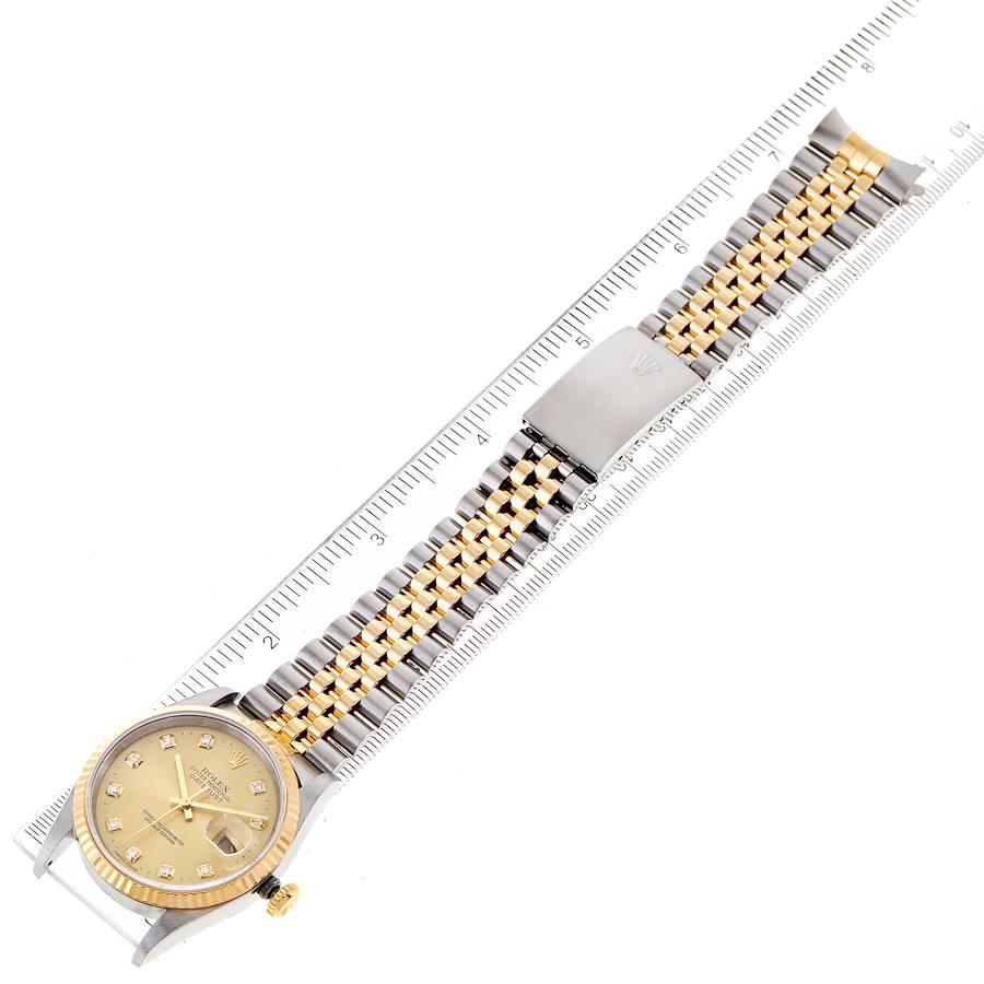 Rolex Datejust Steel Yellow Gold Champagne Diamond Dial Mens Watch 16233 5