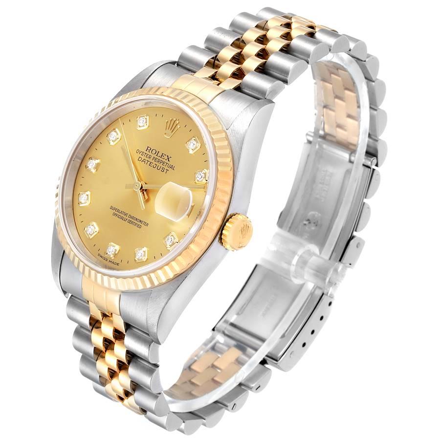 Rolex Datejust Steel Yellow Gold Champagne Diamond Dial Men's Watch 16233 For Sale 1